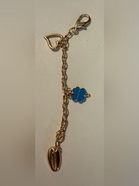 Gold-Tone with Blue Four-Leaf Clover Charm